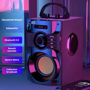 A11 편리한 핸드헬드 카드 삽입형 중저음 무선 블루투스 스피커 미니 야외용 나무 라디오 3D 서라운드 사운