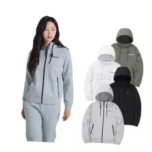 [디스커버리]24년 가을 이월/할인 여성 세미오버핏 면터치 니트에센셜트레이닝후드집업자켓/추리닝 DWTR...