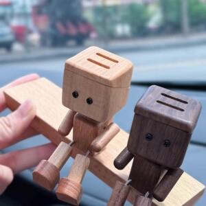설치가 쉬운 미니 흔들리는 나무 인형 다리 흔드는 자석 차량용 방향제 홀더 귀엽고 재미있는 차량용 아로