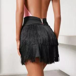 프리미엄 라틴 수술 댄스복 더블 레이어 클래식블랙 댄스스커트 라인댄스 치마 S