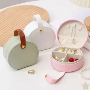 반달 모양 휴대 보석 정리함 귀걸이 반지 목걸이 악세사리 보관 케이스 여행 외출