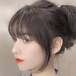 여성 똑딱이 원터치 프렌치 뱅 앞머리 헤어 스타일 자연스러운 연출 부분가발