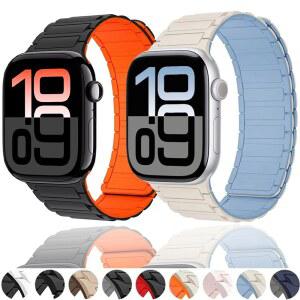 애플워치용 실리콘 마그네틱 스트랩 11 10 42mm 46mm 9 8 45mm 6 44mm 40mm 2 7 49mm 밴드 4 3 교체 5 1 울트라 SE 41mm 아이워치