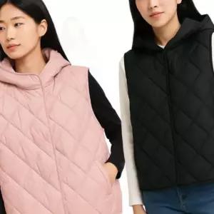 여성경량패딩조끼 퀄팅베스트 후드달린 가벼운 겨울간절기