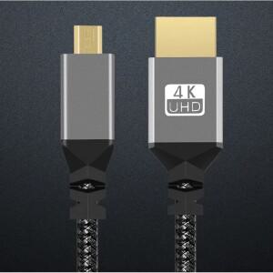HDTV PS4 호환  나일론 브레이드 케이블 HDMI to MICROHDMI 마이크로 확장 수-수 플러그 1M 2M 3M HD 4K @