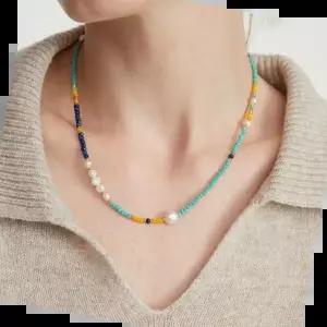 유니크초커 담수진주 연장체인 크리스탈 여름 사계절 패션 목걸이