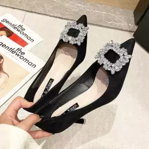 씨플  (당일배송) 브루나 7cm 스틸레토 큐빅 펌프스 구두 하이힐 1color