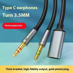 USB C 포트 케이블 변환 이어폰 마이크 3.5mm to 타입-C AUX 아날로그 신호 오디오 어댑터 포함 전화 태블