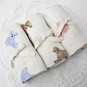 곰돌이 삼중 요루 거즈 면 100% 천 (3중) 유아 행주 수건 블랭킷 잠옷 원단