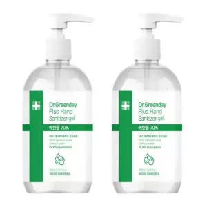 닥터그린데이 플러스 손소독제 에탄올70% 펌프형 겔타입 500ml 2개