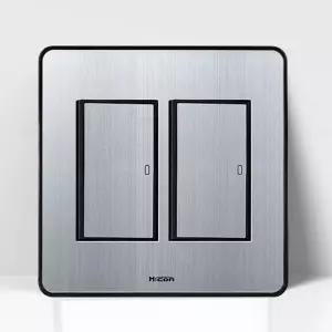 (실버) 현대 하이콘80 2개용 2구스위치/스위치등/스위치/조명/매립/전등/형광등/전기/커버/매립형/매입