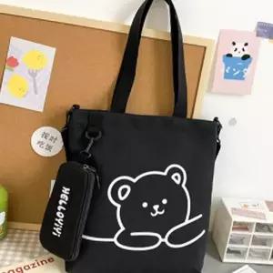 여성 보조 가방 캔버스 크로스 가벼운 에코백 수납력 주머니 어린이 다용도 캠퍼스 넉넉한 실내화 간편