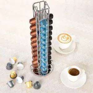 수납 보관 실버 카페 호환 커피 정리 커피캡슐 거치대 철재 회전