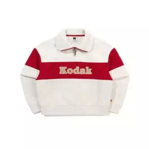 kodak 컬러블럭 마이크로플리스 반집업 맨투맨 우먼 IVORY