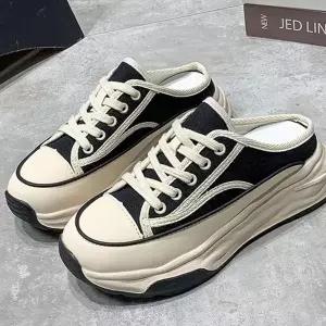 여성 캔버스 뮬 캐주얼 데일리 슬리퍼 여성 뮬 스니커즈 운동화 여름 통굽