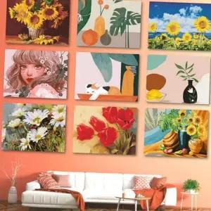 명화 유화 그리기 인테리어 액자 캔버스 diy 유화 그리기 숫자 미술용 놀이 키트 미술