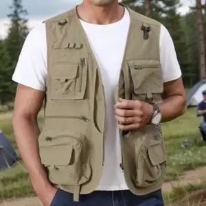 남성 등산 조끼 메쉬 스포츠 여름 남성 아웃도어 조끼 캠핑 사진 멀티 작업 낚시 포켓