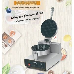 전기 와플 메이커 싱글 헤드 그리들 원형 양면 PTFE 논스틱 팬 완벽한 위한 케이크