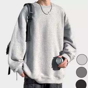 라운드 데일리 레이어드 스웨트셔츠 남성 맨투맨 티셔츠 오버핏 루즈핏 가을