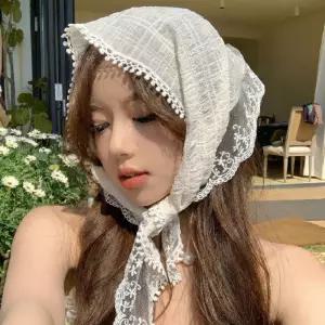 예쁜 레이스 쁘띠 두건 스카프 프릴 봄 코디 머플러
