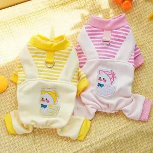 [셀러허브]1005054 하네스 올인원 티셔츠 반려동물 스트라이프 오리 멜빵 (S43916721)