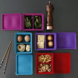 2구 실리콘 용기 냉동 냉장 정리 반찬 소분 도시락통