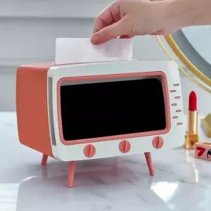 스마트폰 거치 티비 휴지케이스(핑크)/화장지덮개/인테리어휴지케이스/미니각티슈케이스/홈휴지케이스