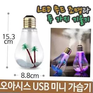 오아시스 전구 USB 미니 가습기 무드등 저소음 5핀