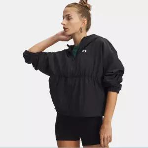 [언더아머](대전신세계)6010942-001 블랙 여성 UA 라이벌 우븐 번지 풀 집업 바람막이 자켓