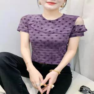 여성 라틴댄스복 상의 연습복 어깨포인트 방송댄스 라인