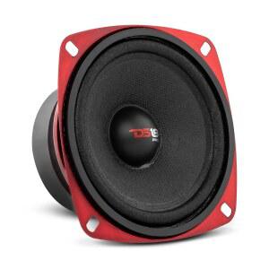 DS18 PRO-X4M 스피커 - 4인치, 미드레인지, 레드 스틸 바스켓, 200W 최대, 100W RMS, 8옴 자동차 또는 트럭용 고급 오디오 도어 스피커(스피커 1개), 클래