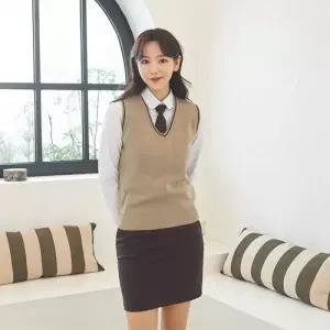 교복몰 보풀방지 베이지블랙라인 교복조끼(여자) 교복