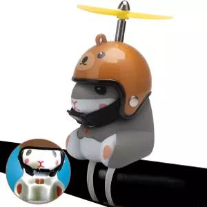 가볍고 헬멧이 달린 우누 덕 자전거 벨 귀여운 햄스터 경적 대시보드 장식 오토바이 고무 오리 자동차