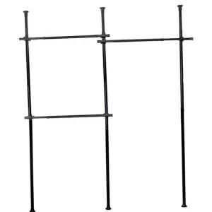 행거 기둥식 3단 25파이 블랙 고정식 옷걸이 옷장