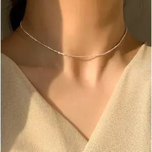 실버925 18K 샤이닝 컷팅 볼 체인 초커 목걸이