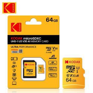 100% 오리지널 Kodak 마이크로 SD 카드 32GB 64GB 고속 64gb 메모리 U3 A1 V30 클래스 TF 어댑터 용