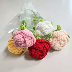 로즈 털실 인형 장미꽃 장식 핸드메이드 와이어 뜨개질 장미꽃 플라워 장미 털실꽃 뜨개질 실인형