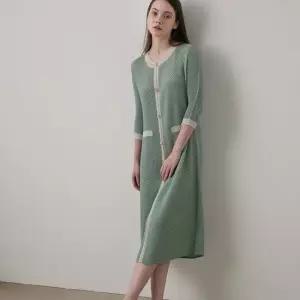 [최초가 213000원] 사선 주름 컬러 배색 플리츠 원피스_YK03WNPOP08