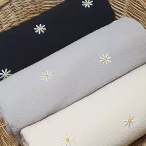 데이지 자수/단면요루거즈 면100% 거즈코튼 바이오워싱 부드러운 원단 의류 홈패브릭 찜질복