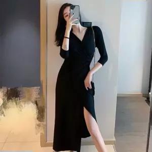 휴양지 앞트임 브이넥 롱 랩 원피스 바캉스 하객 여성