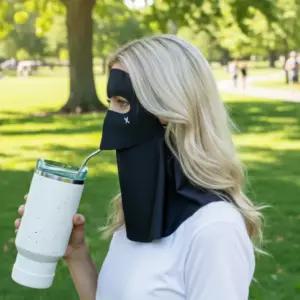 펜타엑스 자외선차단 마스크 2단 얼굴 햇빛가리개 골프 자전거 등산 블랙