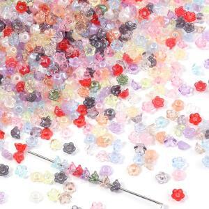 50g 4mm 그라데이션 컬러 아크릴 비즈 꽃 모양 스페이서 엔드 캡 DIY 수제 선물 장식 액세서리