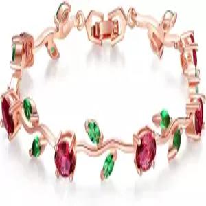 BISAER 사랑스러운 화이트 골드 도금 AAA 큐빅 지르코니아 보석 꽃 덩굴 7인치 엄마용 팔찌