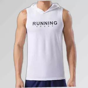 남자 헬스나시 흰색 민소매 후드티 짐웨어 티셔츠