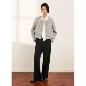 백화점 쉬즈미스 미니멀 라운드넥 트위드 자켓 SWWJKQ12100