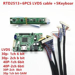 RTD2513V1.0 미니 LCD 드라이버 보드 HDMI to LVDS 점프 캡 프로그램 + 5pcs lvds 케이블 키트 30P 40P 1/2