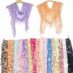 한국 여성 스카프 삼각레이스 대성무역 삼각 예쁜 레이스 플라워 사각