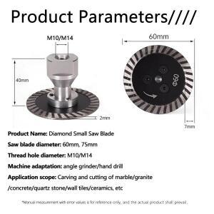 M14 미니 다이아몬드 조각 톱날 60/75mm 플랜지 커팅 디스크 화강암 대리석 타일 석재 절단용 호환 공구 날