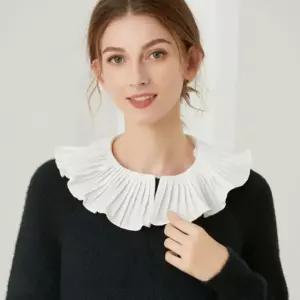 카라만 레이어드카라 니트목 프릴카라 페이크카라 목만있는 빅페이크카라 랩블라우스 HWBAA4D126