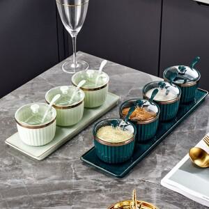 뚜껑이 달린 조미료 용기 소금 참깨 병 상자 후추 설탕 그릇 향신료 셰이커 보관 항아리 주방 가정용